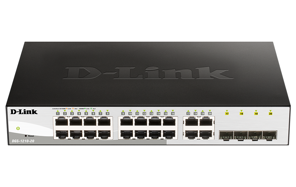 D-Link DGS-1210-20 20-Port Gigabit Smart Managed Switch with 20 RJ45 and 4 SFP (Combo) Ports