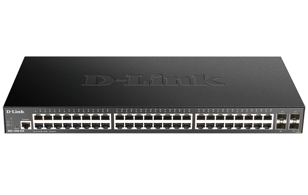 D-Link DGS-1250-52X 52-Port Gigabit Smart Managed Switch with 48 RJ45 and 4 SFP+ 10G Ports