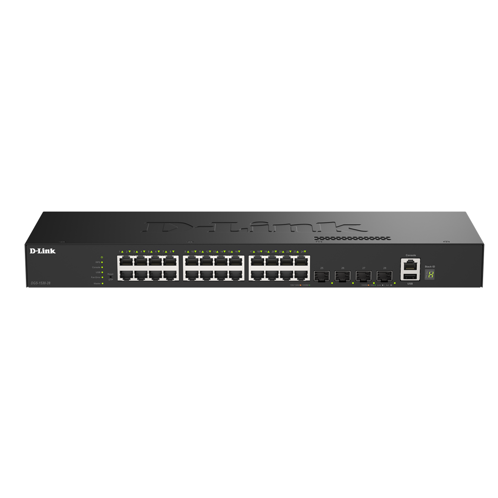D-Link DGS-1530-28 28-Port Gigabit Smart Managed Stackable Switch with 24 1000Base-T and 4 SFP+ Ports
