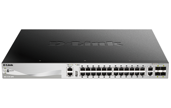D-Link DGS-3130-30PS 30-Port Stackable Gigabit PoE Layer 3+ Switch with 6 10GbE ports