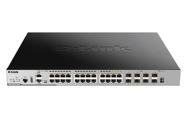 D-Link DGS-3630-28PC 28-Port Layer 3 Stackable Managed Gigabit PoE Switch with 4 10GbE Ports