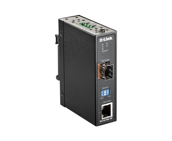 D-Link DIS-M100G-SW Industrial Media Converter 100/1000 Mbps SFP to 100/1000 Mbps RJ45