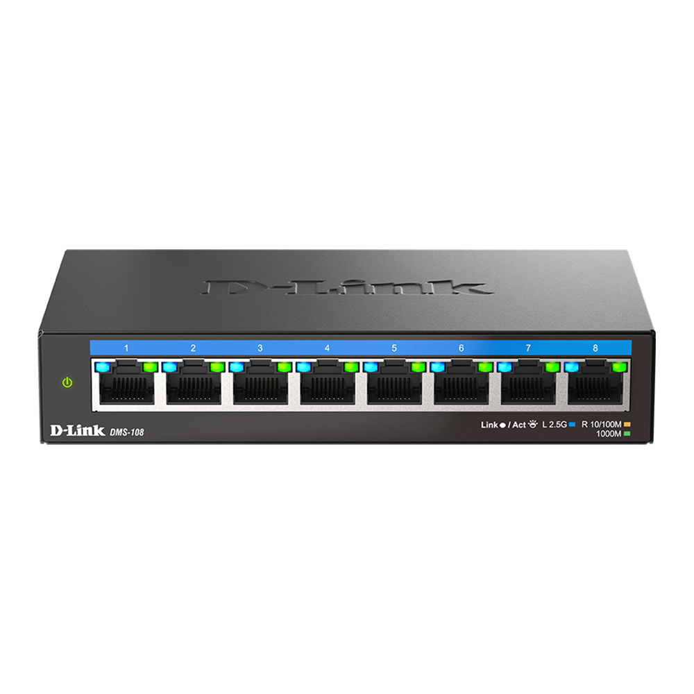 D-Link DMS-108 8-Port Multi-Gigabit Desktop Switch (Metal Housing)