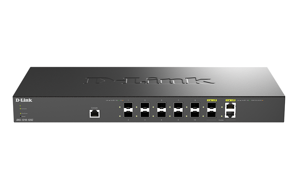 D-Link DXS-1210-12SC 12-Port 10 Gigabit Smart Managed Switch with 12 SFP+ Ports and 2 10GBase-T (Combo) ports