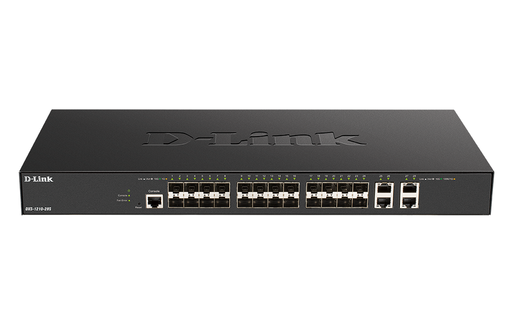 D-Link DXS-1210-28S 28-Port 10 Gigabit Smart Managed Switch with 24 SFP+ ports and 4 10GBASE-T ports