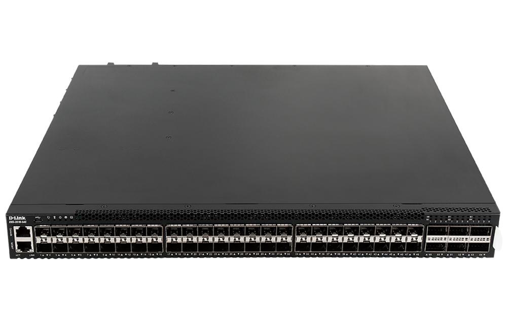 D-Link DXS-3610-54S 54-Port 10 Gigabit Layer 3 Stackable Managed Switch with 48 10Gb SFP+ Ports and 6 40/100Gb QSFP+/QSFP28 Ports