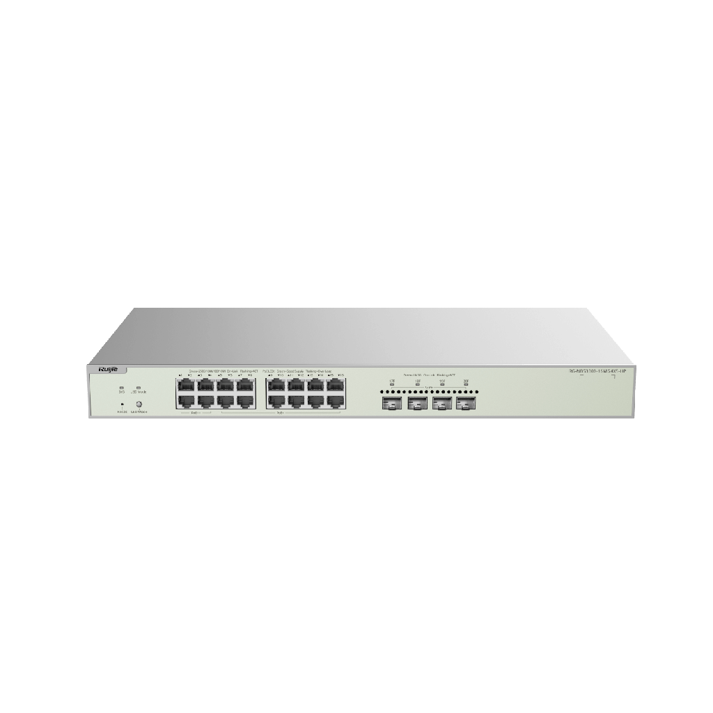 Ruijie RG-NBS3300-16MG4XS-HP, 16-Port Multi-Gig L2+ Cloud Managed PoE+ Switch, 8 x 2.5GbE PoE+ Ports, 8 x GbE PoE+ Ports, 4 x 10G SFP+ Uplinks, 240W PoE Budget