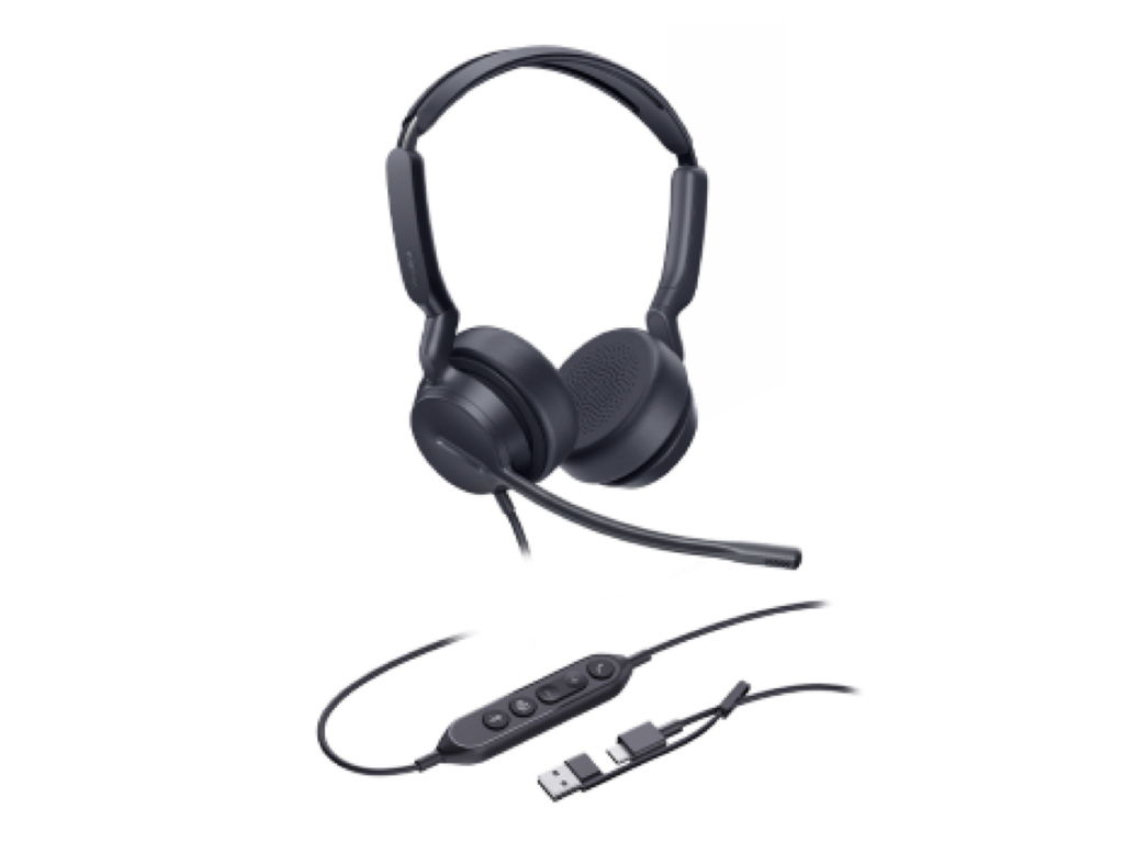 Yealink UH42-D-MS-C/A WIRED (UH42) MS STEREOHEADSET,LEATHER CUSHIONS,NOISECANCELLING MIC,C TO A ADAPTER