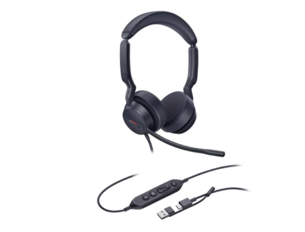 Yealink UH44-D-UC-C/A WIRED (UH44) UC STEREOHEADSET,NOISE CANCELLING MIC, USB C NATIVE, C TO A ADAPTER