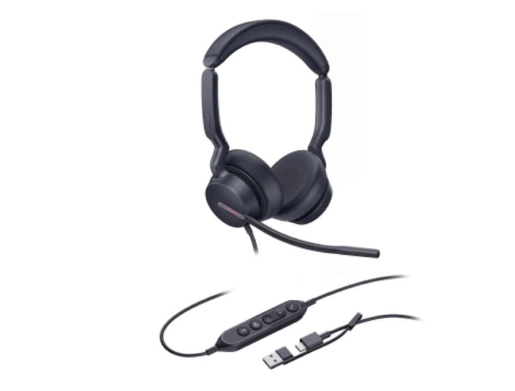 Yealink UH46-D-UC-C/A WIRED (UH46) UC STEREOHEADSET,NOISE CANCELLING MIC, USB C NATIVE, C TO A ADAPTER