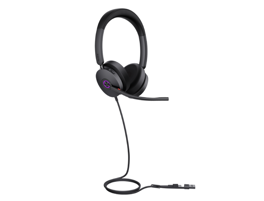 Yealink UH48-D-MS-C/A-10WQI BONUS BLACK COMSOL QI CHARGER W/YEALINK (UH48) MS WIRED STEREO HEADSET, C-A ADAPTER