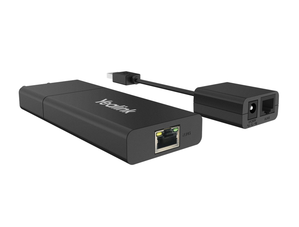 Yealink USB2CAT5E-EXT USB 2.0 over Cat5e Extender Kit, 40 m, Transmitter and Receiver with 2× USB-A, 48 V Power Adapter