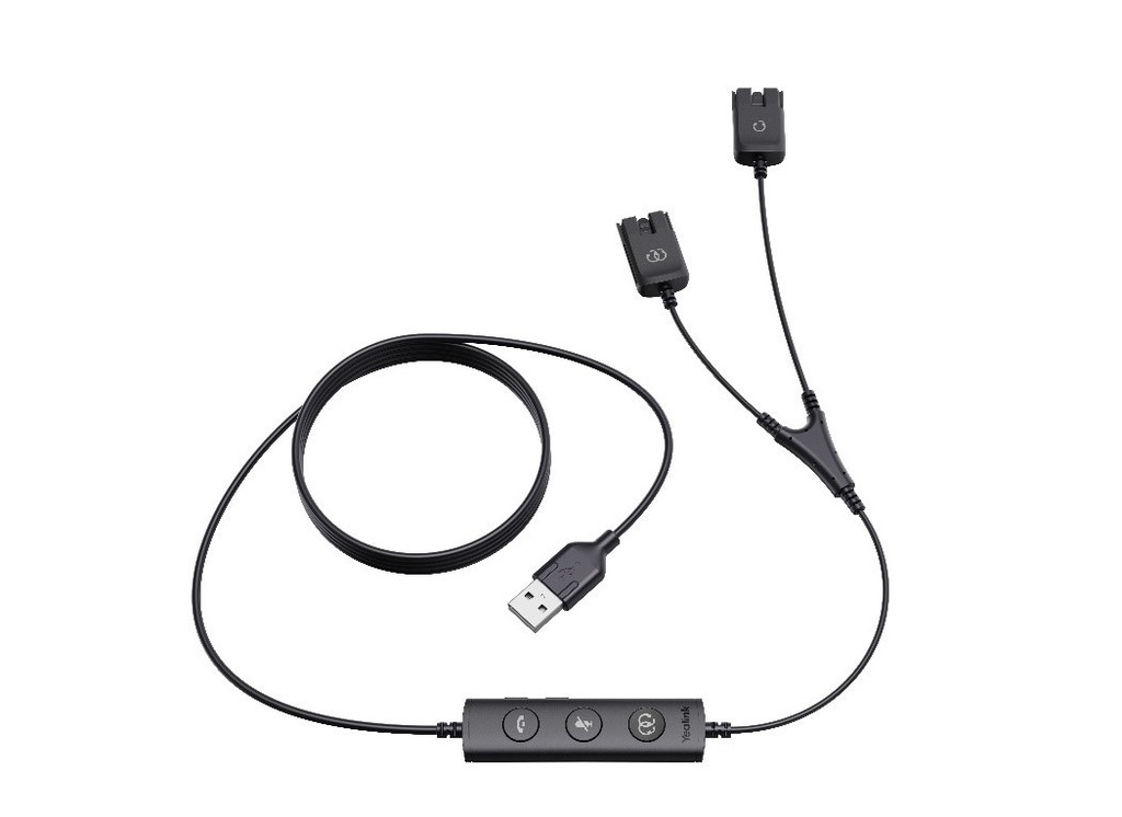 Yealink USB/QD-TC-1PS USB/QD Trainer Cable for YHS Series – Y Cable Connects Two QD Headsets to One PC, Also a QD to USB Adapter
