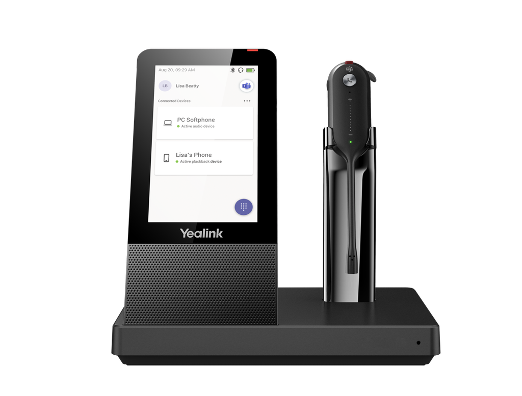 Yealink WH67-MS DECT WIRELESS (WH67) MS CONVERTIBLE HEADSET , 4" TOUCH SCREEN BASE , SPEAKERPHONE