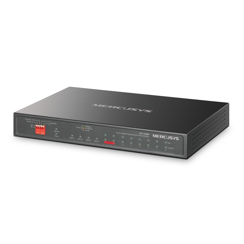 Mercusys MS112GMP 12-Port Gigabit Desktop Switch with 8-Port PoE+
