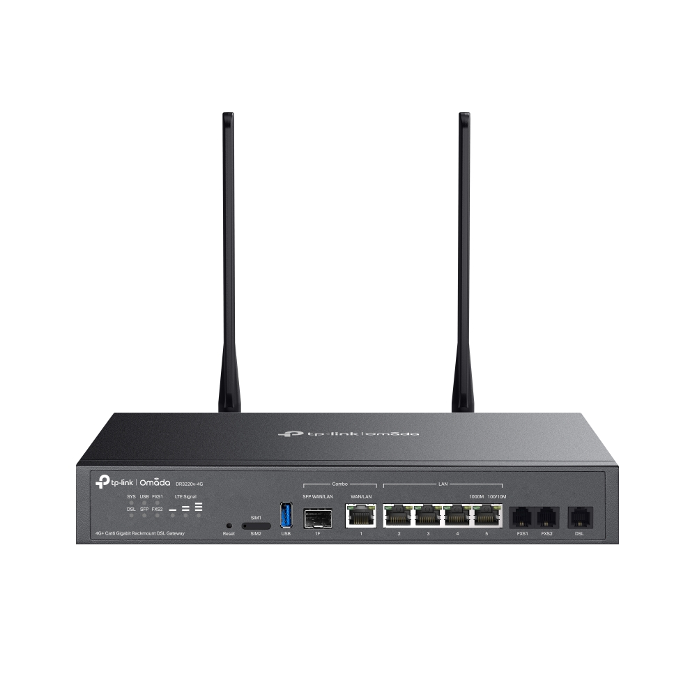 TP-Link DR3220v-4G Omada 4G+ Cat6 Gigabit Rackmount DSL Gateway