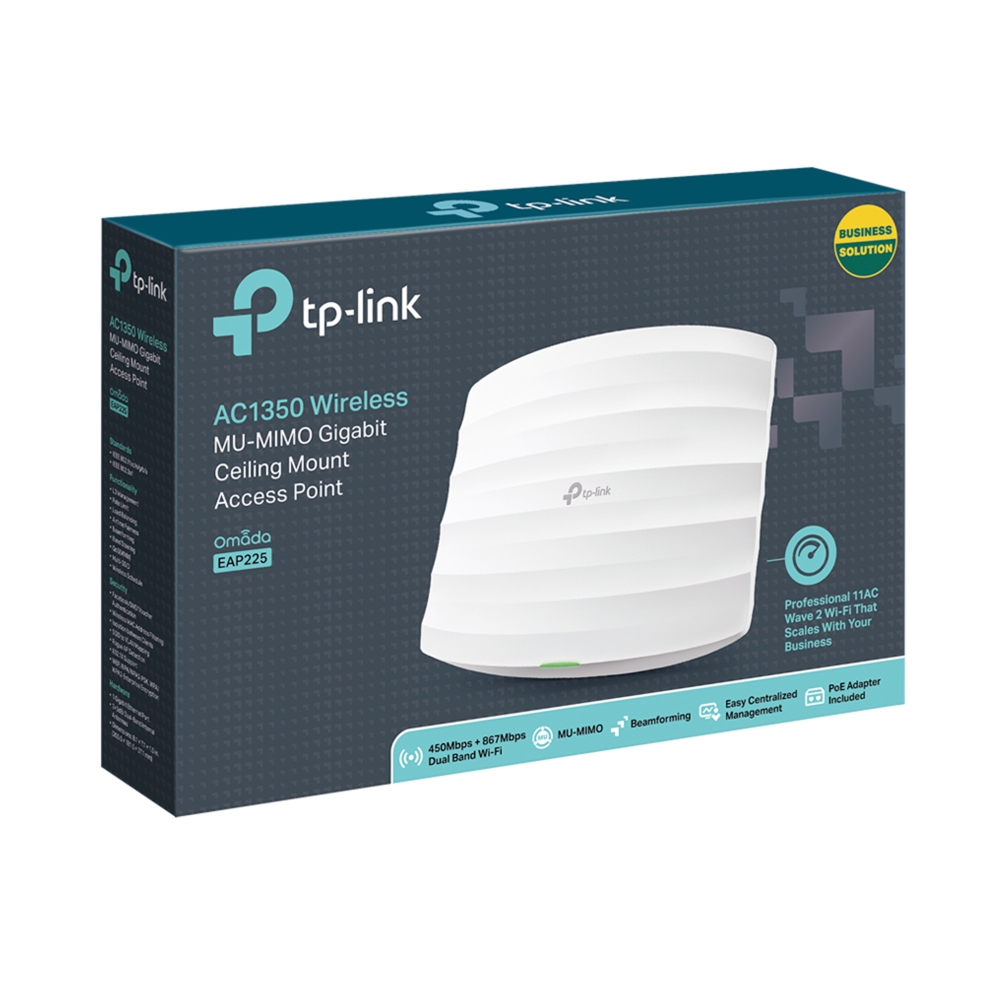 TP-Link EAP225 Omada AC1350 Wireless MU-MIMO Gigabit Ceiling Mount Access Point