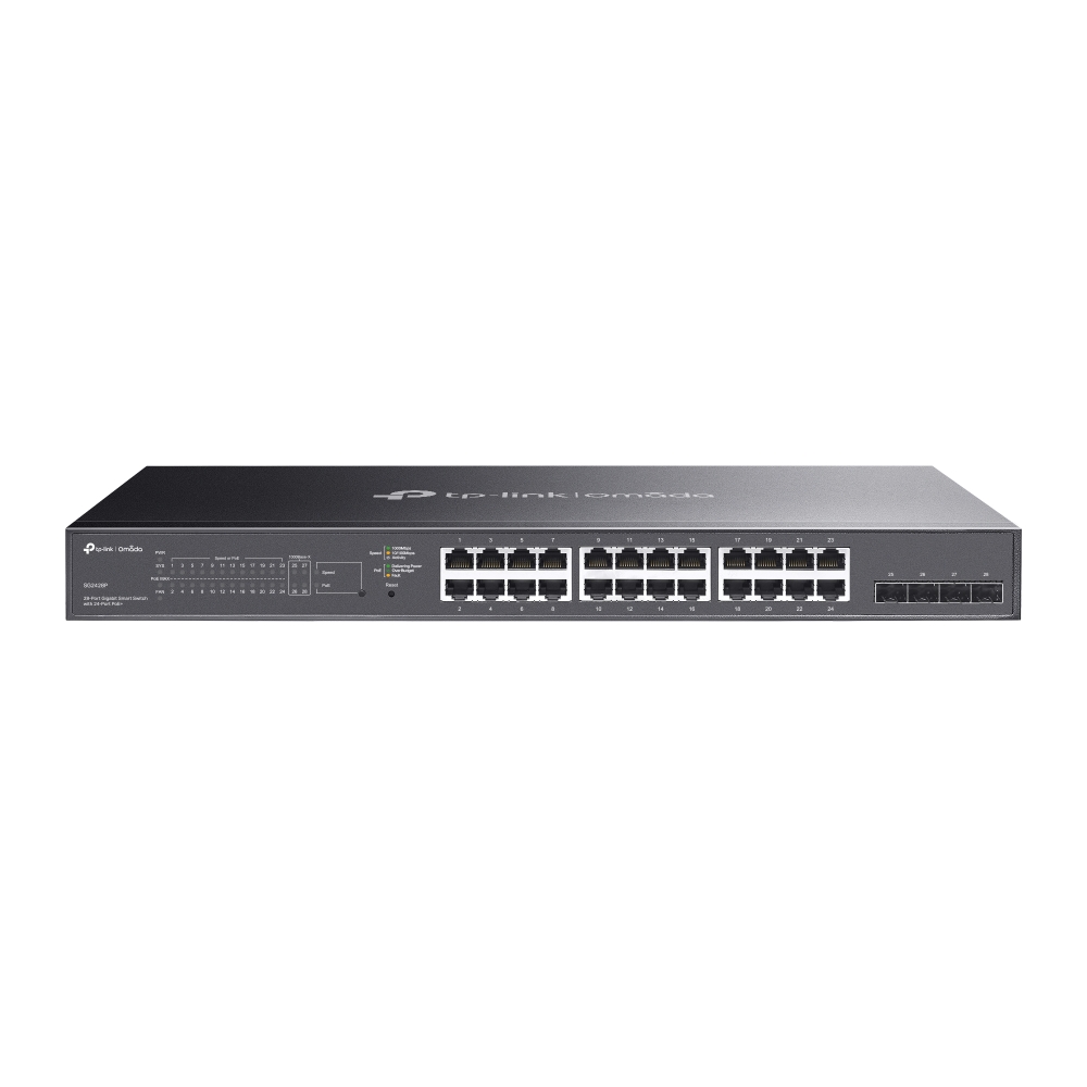 TP-Link SG2428P JetStream 28-Port Gigabit Smart Switch 24-Port PoE+ 4 Gigabit SFP