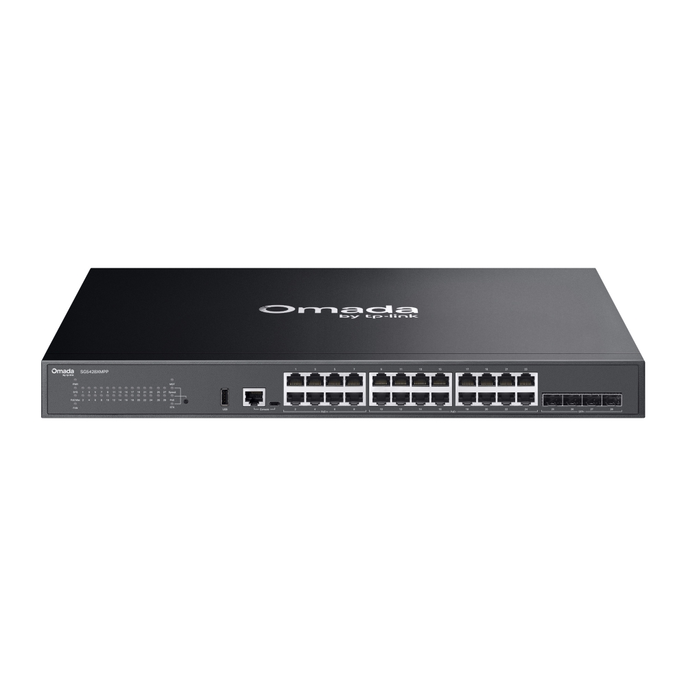 TP-Link SG5428XMPP Omada 24-Port Gigabit Stackable Lite L3 Managed PoE++ Switch with 4× 10G Slots