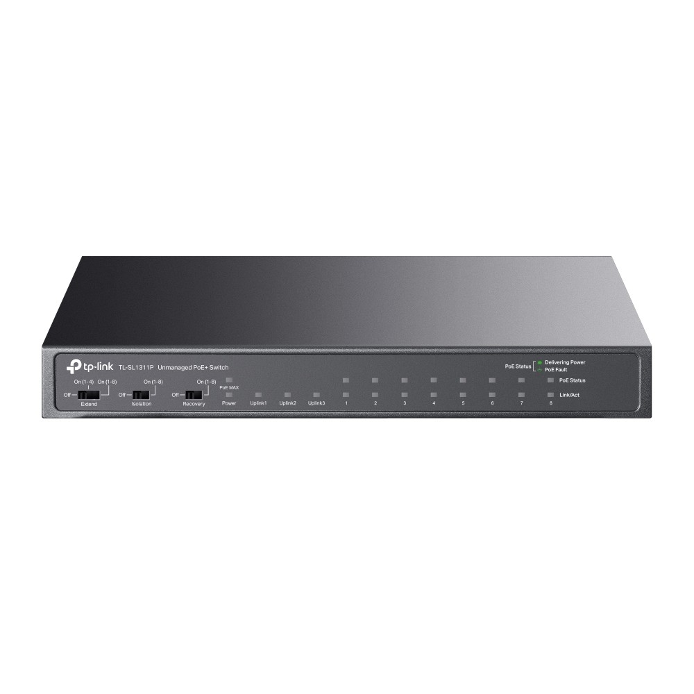TP-Link TL-SL1311P 8-Port 10/100Mbps + 3-Port Gigabit Desktop Switch with 8-Port PoE+ (65 W)