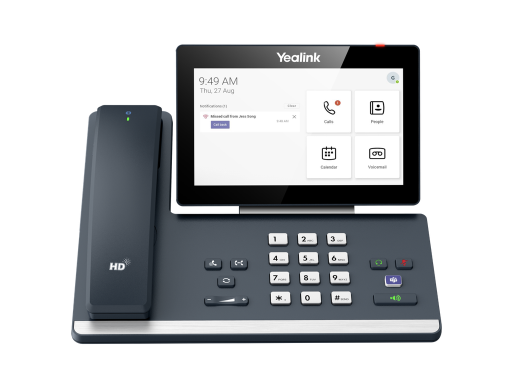 Yealink MP58-WH-E2-TEAMS (Mp58) Desktop Phone With Handset, 7" Touch Screen, MS Teams Wireless Handset