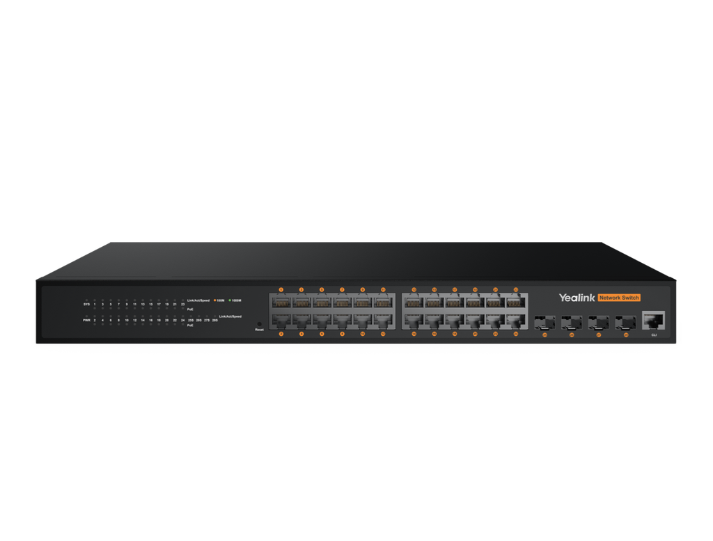 Yealink RCH240 Room Connectivity Hub, High-Capacity L2+ Managed PoE Switch Optimised for AVoIP Installations