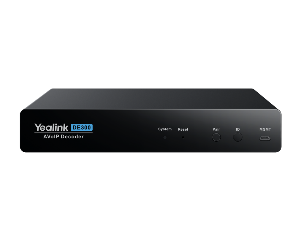 Yealink DE300 AVoIP Decoder, 4K60 4:4:4 with 16 ms Latency, 2×2 Video Matrix, USB 3.0 Capture for Teams Rooms, HDCP 2.3, RS232/CEC/IR Display Control
