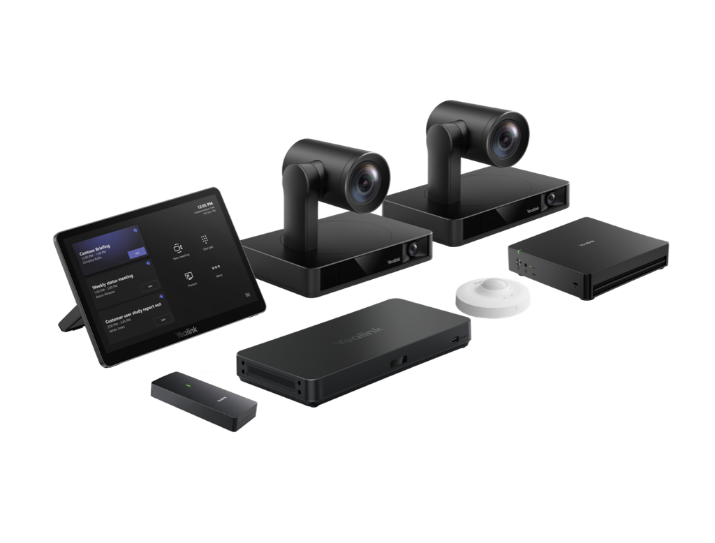 Yealink MVC S90-C5U Microsoft Teams Rooms System for Boardrooms And Extra-Large Rooms, two UVC86 dual-eye 4K PTZ cameras with the AVHub and BYOD Extender, MCore 4, MTouch Plus, RoomSensor