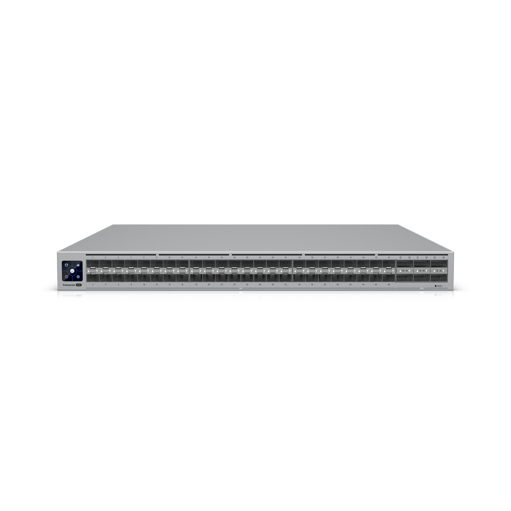 Ubiquiti UniFi ECS-Aggregation — Enterprise Campus 1U Layer 3 Etherlighting™ Aggregation Switch with 48 × 25G SFP28 + 6 × 100G QSFP28, 3.6 Tbps Switching, MC-LAG, Dual Hot-Swap PSU