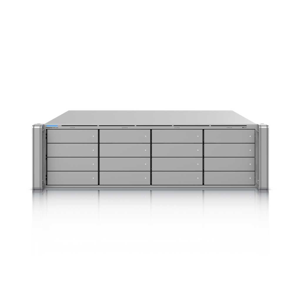 Ubiquiti UniFi Enterprise NVR Core (ENVR-Core) — 3U Rack-Mount 16-Bay Network Video Recorder for 500 HD / 300 4K Cameras with 128-Core ARM, 64 GB RAM, 2× 25G SFP28, Dual SFF-8644 Drive Expansion (Up to 48 Drives) and Hot-Swap Dual PSU