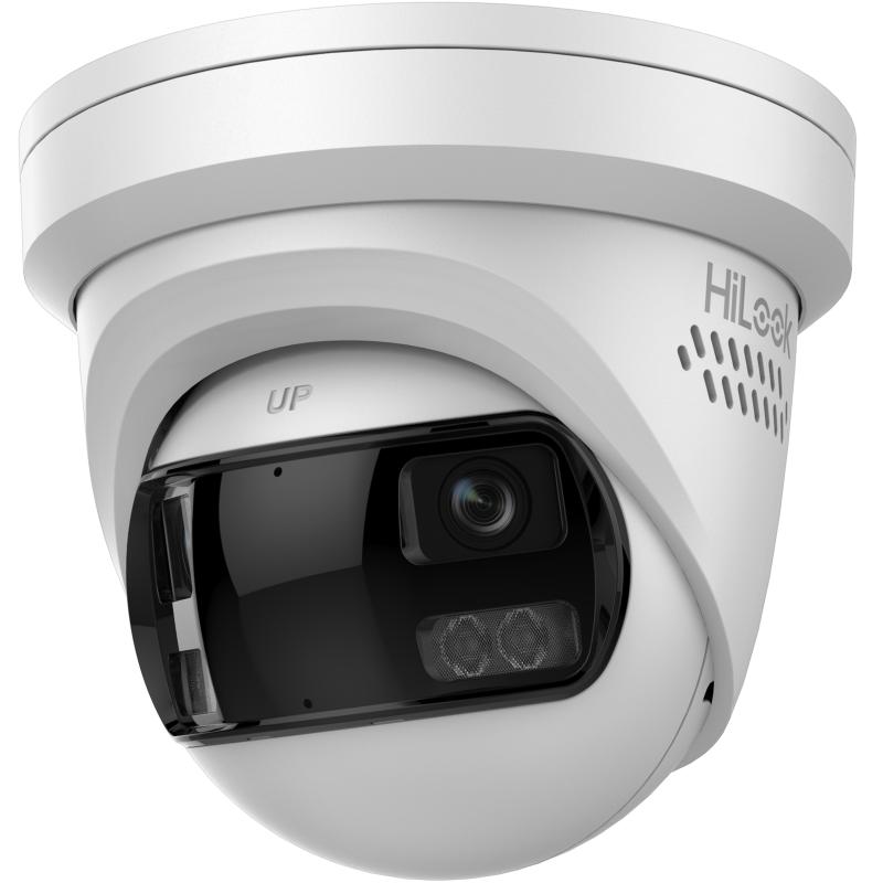 HiLook IPC-T289PH-MU-SL 8MP Dual-Lens 180° Panoramic Fixed Turret IP Camera, 2mm, Smart Hybrid Light, IR 30m, Built-in Mic