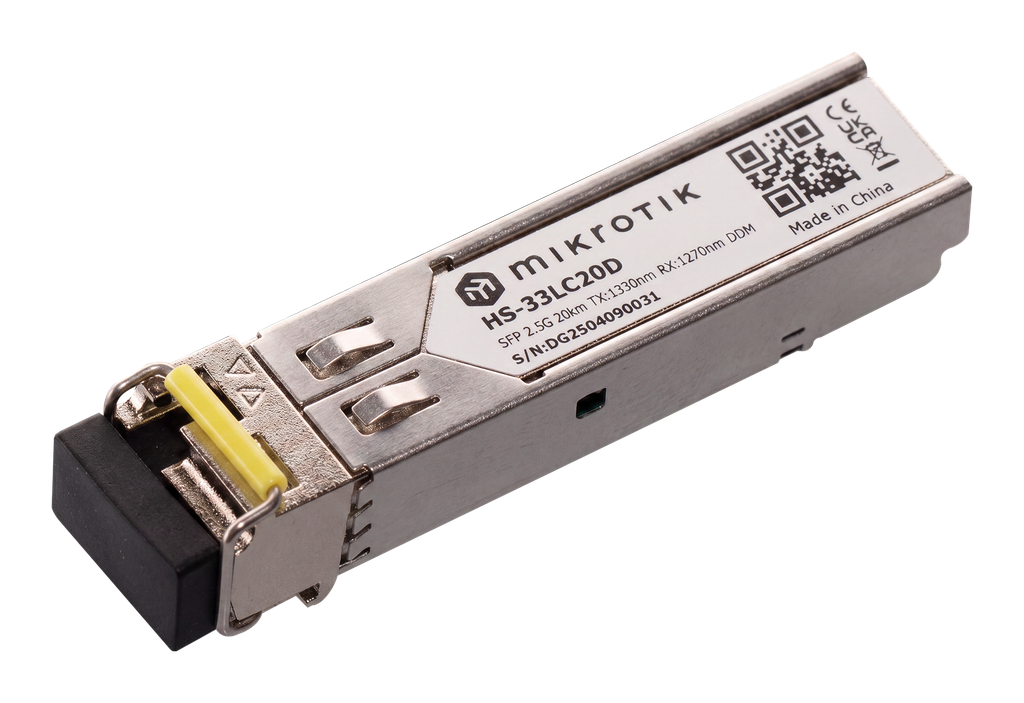 MikroTik HS-2733LC20D Pair of 1G/2.5G BiDi SFP Modules (20km, 1270/1330nm)