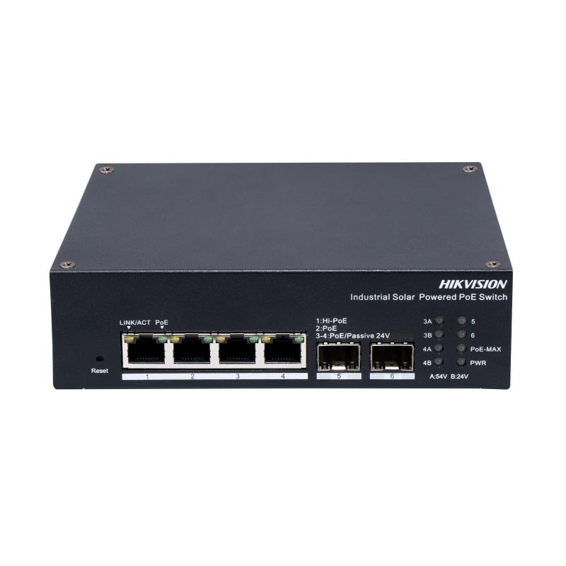 Hikvision DS-3T1506HP-EI-UPS 4-Port Gigabit Industrial Solar Hi-PoE Switch