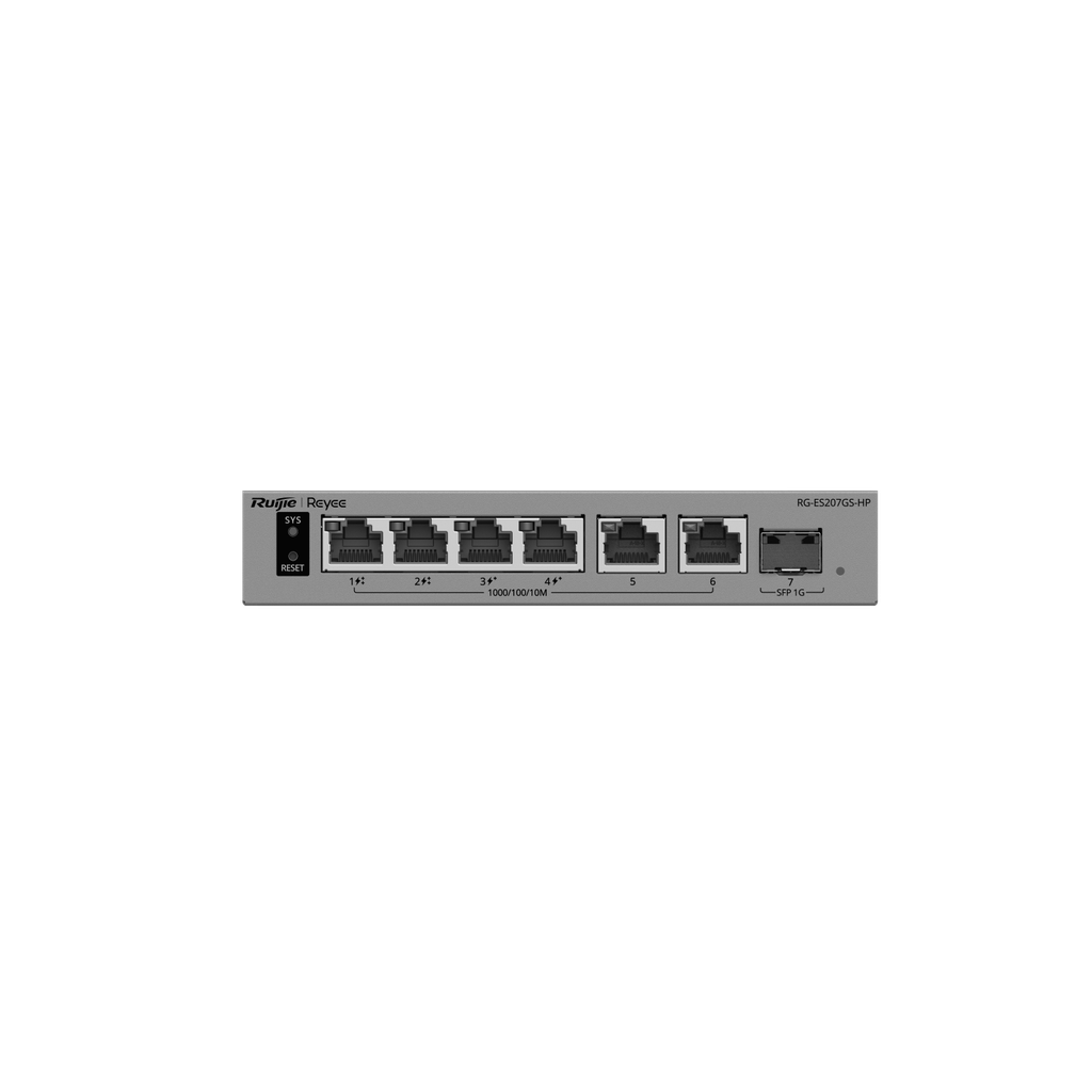 Ruijie RG-ES207GS-HP, 6-Port Gigabit Smart Cloud-Managed PoE++ Switch with 1 x SFP, 120W