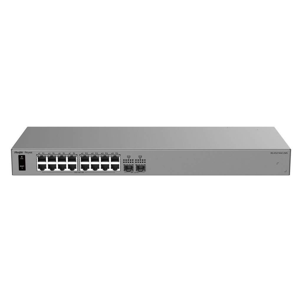 Ruijie RG-ES216GC2MS 16-Port Gigabit Smart Cloud-Managed Switch with 2 x 2.5GE SFP Uplinks, ERPS, Fanless