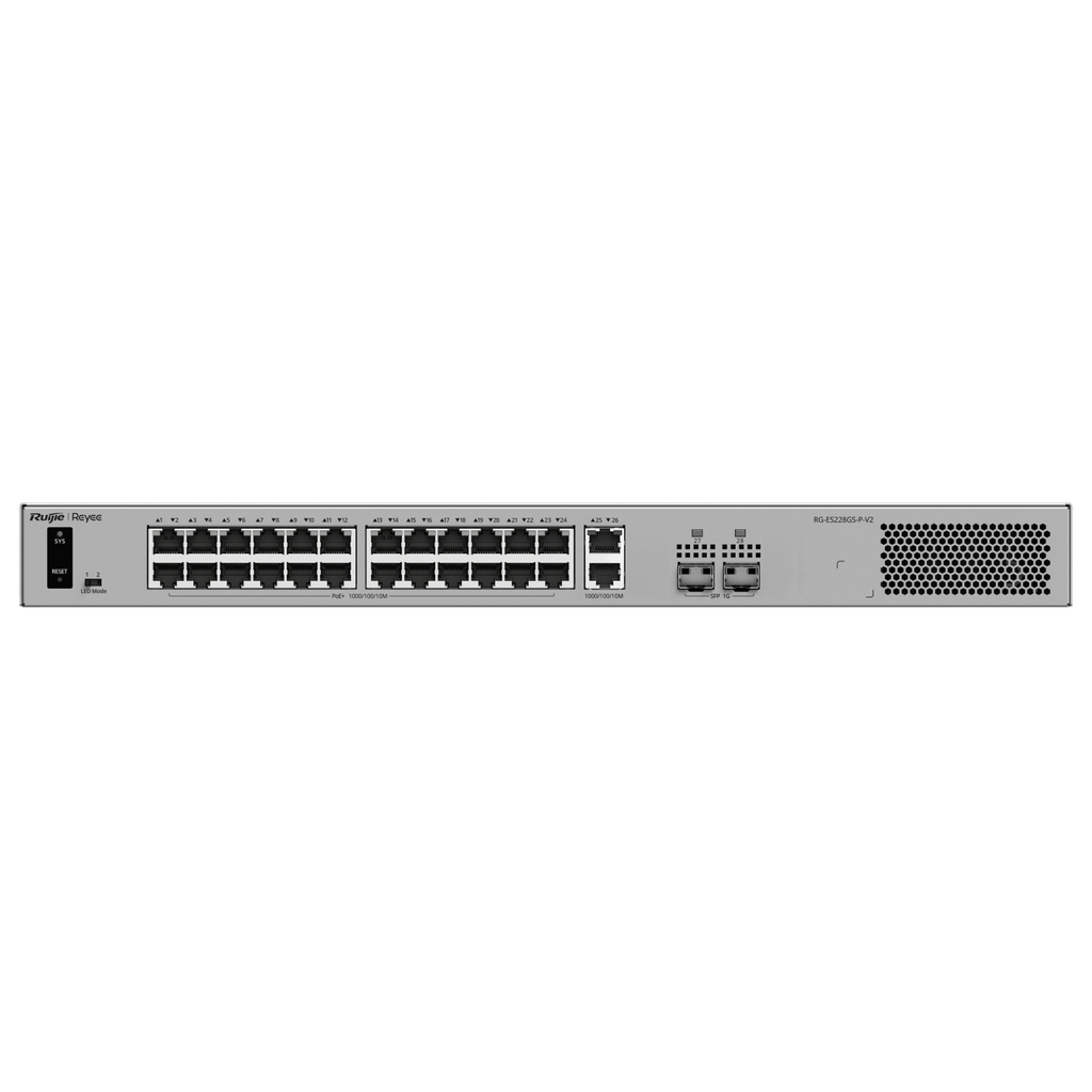 Ruijie RG-ES228GS-P-V2, 26-Port Gigabit Smart Cloud-Managed PoE Switch with 2 x SFP, 370W