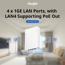 Ruijie RG-RAP62-Wall, Wi-Fi 6 AX3000 Dual-Band Wall-Plate Access Point with 4 x GbE and PoE Out