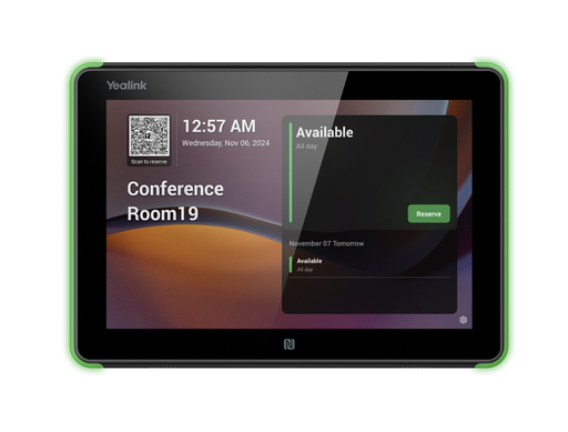 Yealink RoomPanel E2 8" Meeting Room Scheduling Panel, Android 13, RGB Status Light Bars, PoE, Teams and Zoom