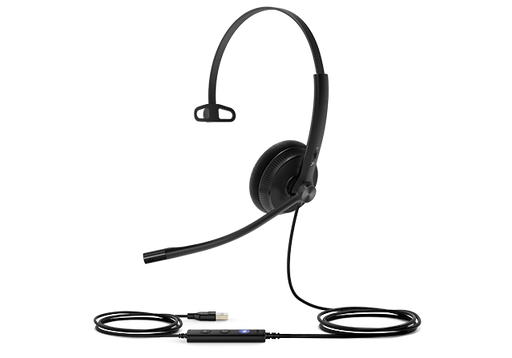 Yealink UH34 Special Edition Mono UC Wired Headset, USB-C and 3.5 mm, Noise-Cancelling Microphone, Leatherette Cushion, YHC20 Controller