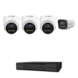 4 Camera 4K Home Security Camera System, 3 Turret + 1 Bullet, 8 Channel PoE NVR