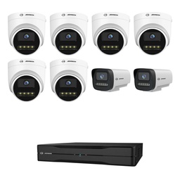 8 Camera 4K Security Camera System, 6 Turret + 2 Bullet, 8 Channel PoE NVR