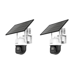 Solar 4G Security Camera 2-Pack for Farms & Building Sites, 360 Pan Tilt, No Power or Wi-Fi