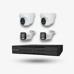 4 Camera CCTV Kit, 2 x 5MP Colour Bullet + 2 x 5MP Indoor Turret Cameras + PoE NVR