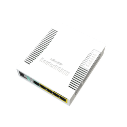 MikroTik CSS106-1G-4P-1S RB260GSP 5-port Gigabit smart switch with SFP cage, SwOS, plastic case, PSU, POE-OUT