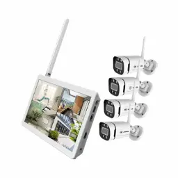 4 Channel Wi-Fi Security Camera Kit with Monitor, 2MP Wireless Cameras + NVR